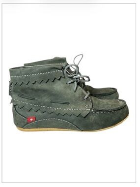 Oliberté Hirari Green Suede Moccasin Booties Women’s Size 39 Bohemian